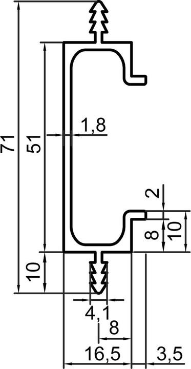 Actual product image Werkstarck Handle strip profiles with profile height 51 mm