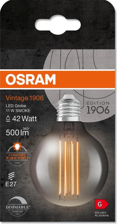 Image du produit Osram Lampe LED vintage (E27, 11 W, 500 lm, 4 x, G)