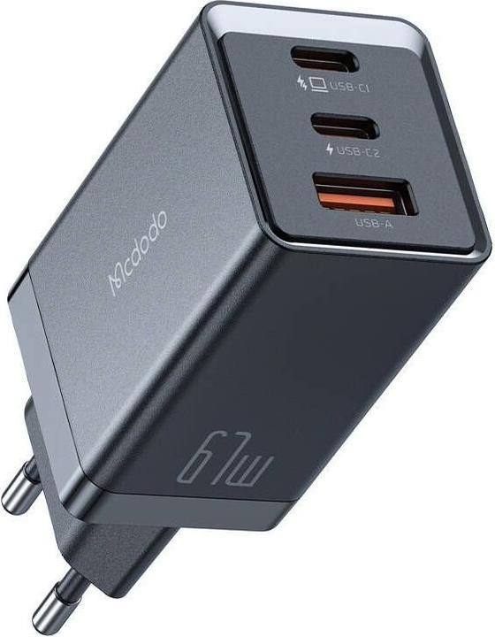 Immagine prodotto Mcdodo CH-1541 Caricatore da parete GaN, 2x USB-C, 1x USB, 67W (nero) (67 W)