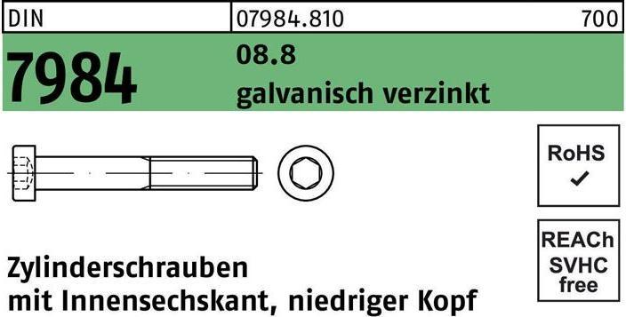 Actual product image Cheese head screw DIN 7984 with hexagon socket M 6 x 55 8.8 galvanised (200 Screws per piece)
