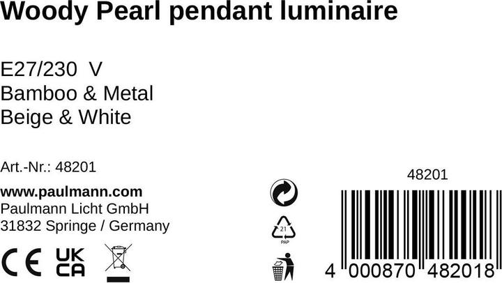 Valori nutrizionali e ingredienti Pauleen Perla di legno (E27, 0 lm)