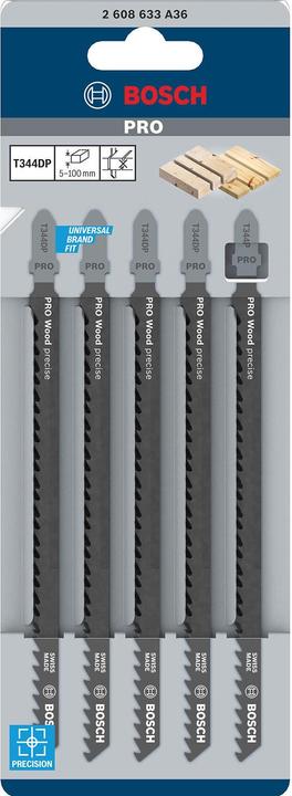 Produktbild Bosch Professional Zubehör PRO Wood precise T344DP Stichsägeblatt, 152 mm, 5-tlg.