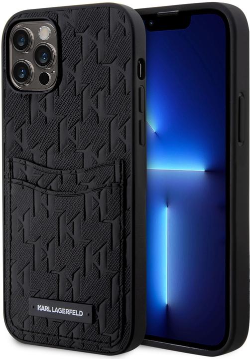Produktbild Karl Lagerfeld Saffiano Monogram Card Slot Case für iPhone 12|12 Pro Schwarz (Apple iPhone 12)