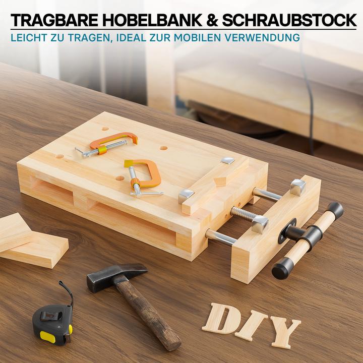 Produktbild Wiltec Hobelbank 52x28x7cm Mini-Werkbank Holz Schraubstock Hobeln Klemmen Mobil (28 cm, 45.50 cm)