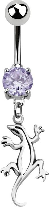 Produktbild Star Piercing Banane silber mit Anhänger Echse lavendel (925 Sterlingsilber, ohne Messing, Chirurgenstahl 316L)
