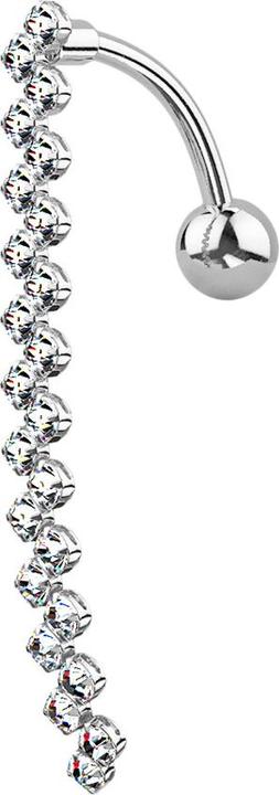 Immagine prodotto Star Piercing Ciondolo a forma di banana in argento con barra di cristallo a zig zag (Acciaio chirurgico 316L, Ottone)