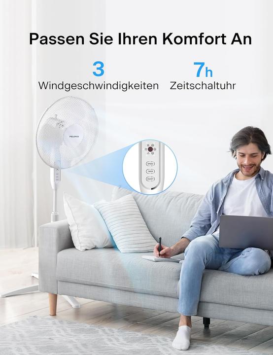Image du produit Pelonis Standventilator FS40-16JRA mit Fernbedienung und Timerfunktion (43 dB)