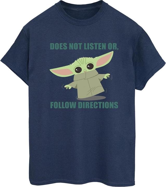 Actual product image Star Wars Womens/Ladies The Mandalorian Grogu Does Not Listen Cotton Boyfriend T-Shirt (S)