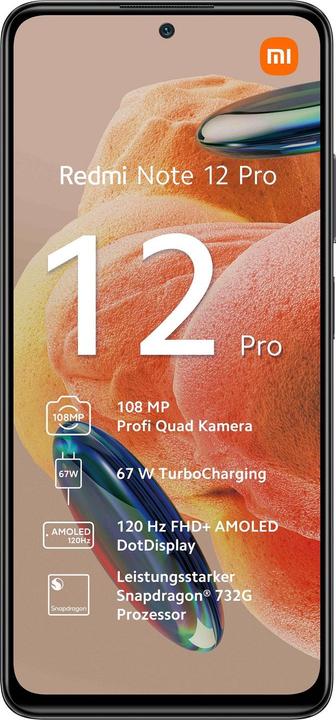 Produktbild Xiaomi Redmi Note 12 Pro 4G (256 GB, Graphite gray, 6.67", Dual SIM, 108 Mpx, 4G)