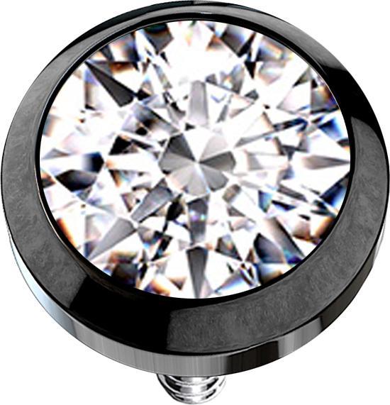 Produktbild Star Piercing Dermal Anchor schwarz mit Kristall silber (ohne Messing, Chirurgenstahl 316L)