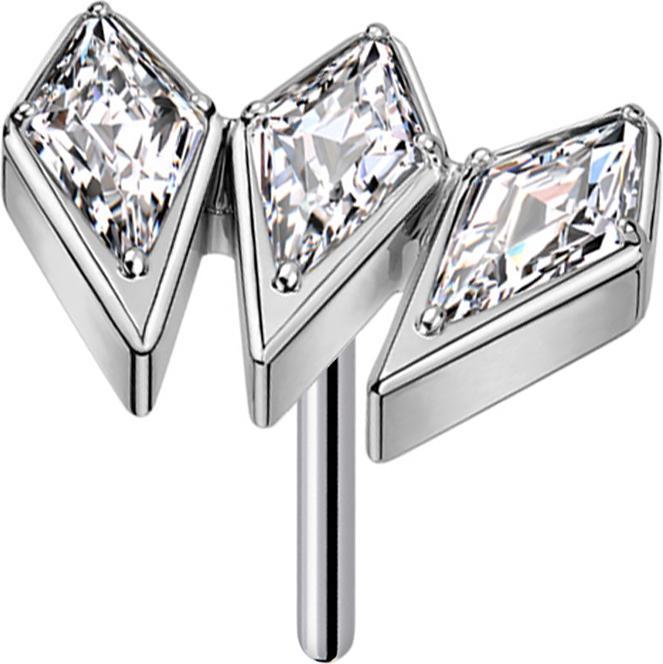 Produktbild Star Piercing Threadless silber drei Speerspitzen Kristallen silber (ohne Messing, Titan G23)
