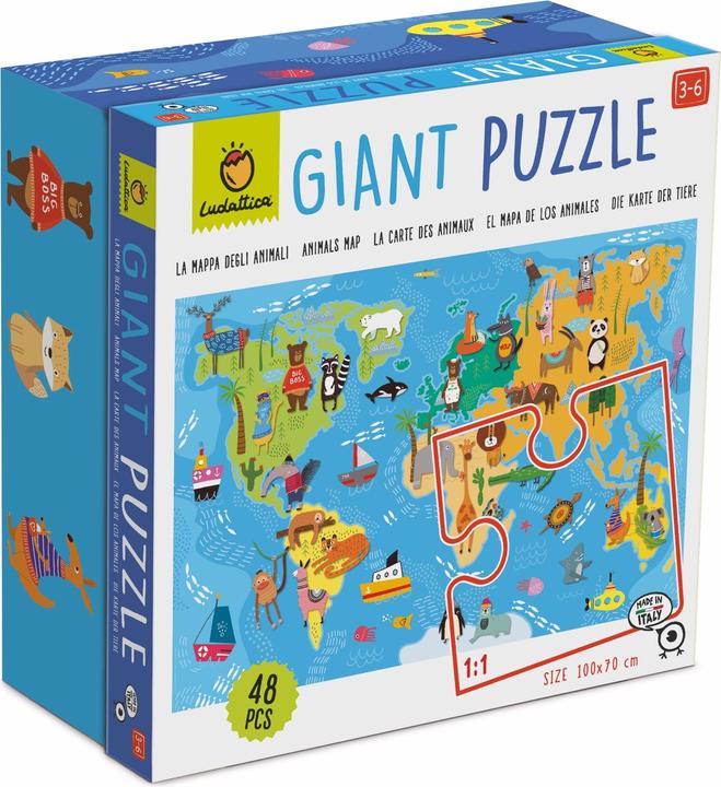 Actual product image Ludattica Giant Puzzle - World map of animals (48 pieces) (48 pieces)