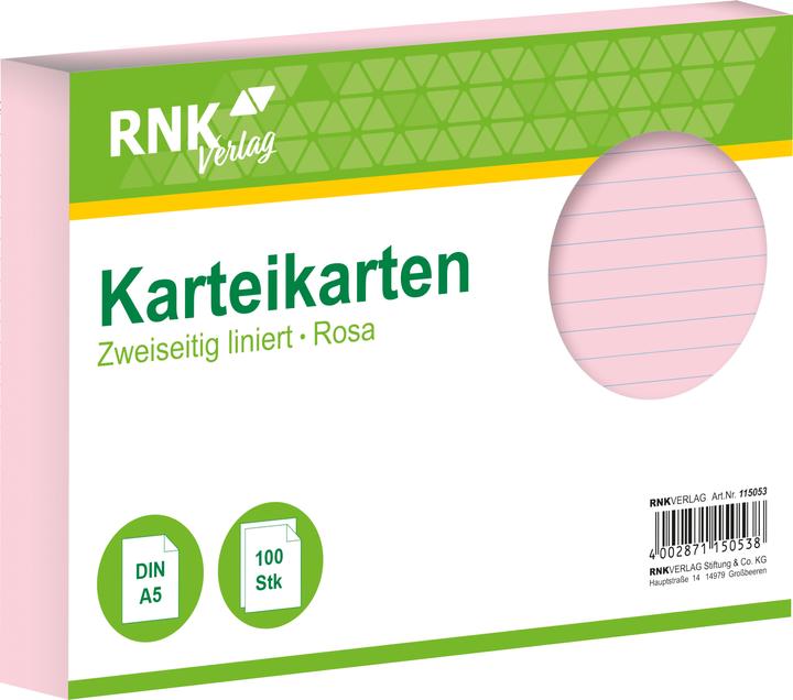 Actual product image Rnk Index cards lined A5 (A5, 205 g/m², 100 x)