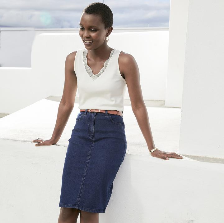 Actual product image Anne Weyburn Stretch denim denim skirt (34)
