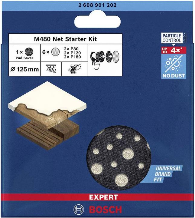 Image du produit Bosch Professional Zubehör EXPERT M480 Kit de démarrage pour ponceuse excentrique, 125 mm, 7 pièces (80, 120, 180)