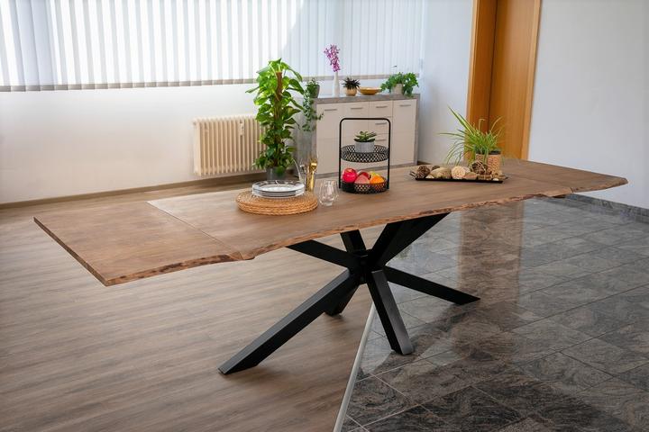Produktbild SAM JANNIK Baumkante massiv Akazie stonefarben (160 x 90 x 77 cm)
