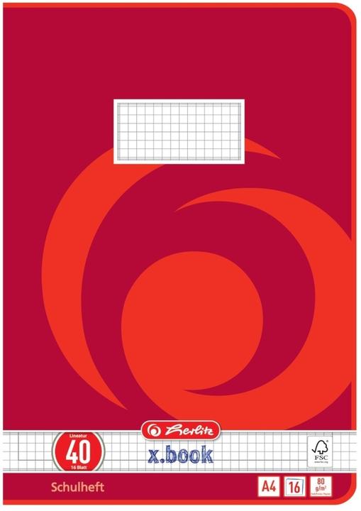 Actual product image Herlitz Exercise book X-Book, DIN A4, ruling 40 (A4, Checked, Hardcover)