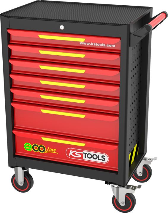 Produktbild KS Tools ECOline SCHWARZ/ROT/GELB Werkstattwagen mit 7 Schubladen ( 897.1007 ) (7 x)