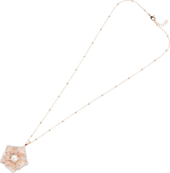 Ottaviani Bronze necklace with silver glitter and bijoux pearl