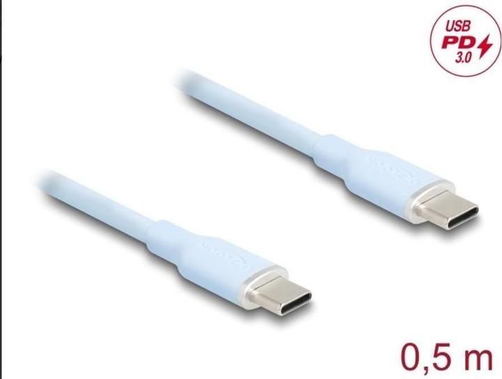 Actual product image Delock 81233 - USB 2.0 cable USB Type-C plug to PD 3.0 plug 60 W 0.5 m blue Siliko (0.50 m, USB 2.0)