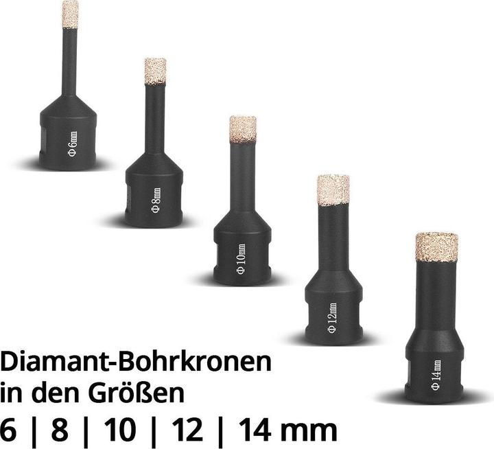 Immagine prodotto Stahlwerk Set di 5 punte diamantate 6-14 mm M14 per smerigliatrici angolari (6 - 14 mm)