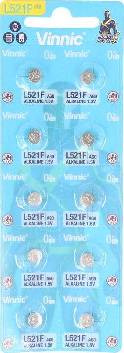 Productafbeelding Vinnic L521F - 10 Knopfzellen (10 Pcs., LR 63, 42 mAh)