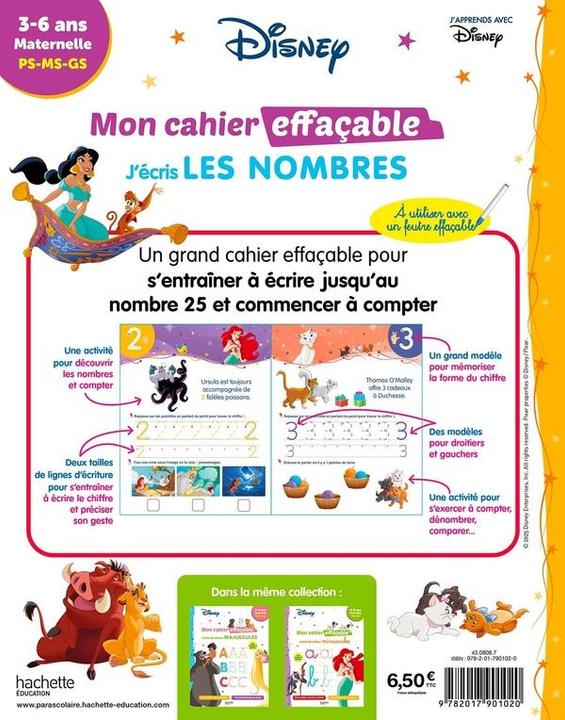 Image du produit Disney : mon cahier effaçable : j'écris les nombres (Français, Collectif, 2025)