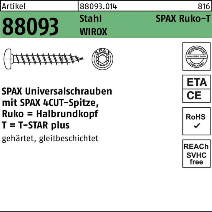 Energie-Label Spax Spanplattenschrauben PH T15 3,5x30 mm (1000 Schrauben pro Stück)