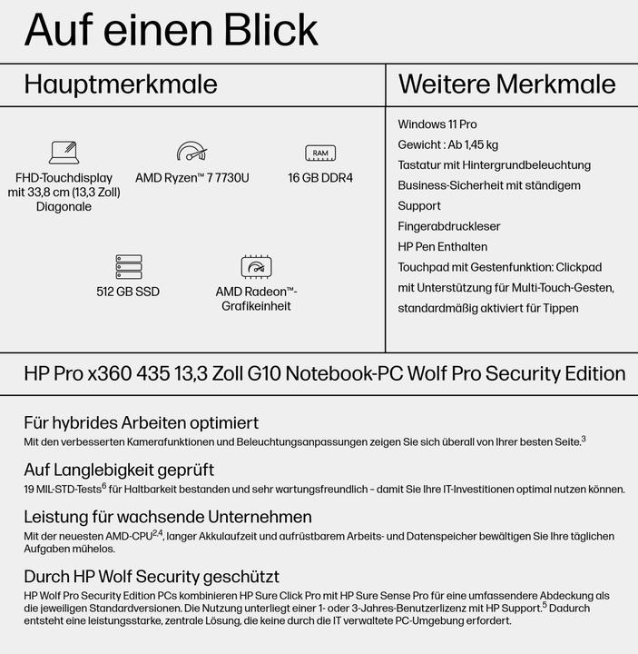 Actual product image HP ProBook x360 435 G10 (13.30", AMD Ryzen 7 7730U, 16 GB, 512 GB, DE)