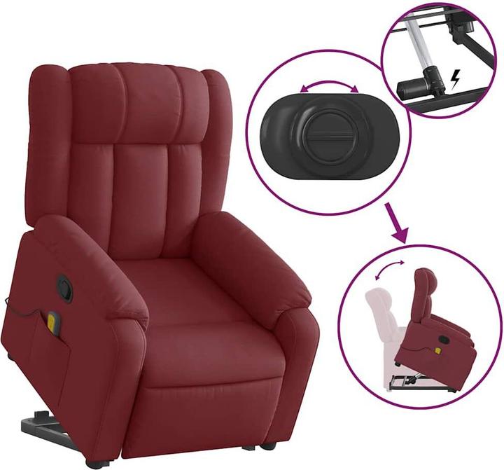 Image du produit VidaXL Fauteuil de massage avec fonction releveur Fauteuil de relaxation vin rouge Tissu