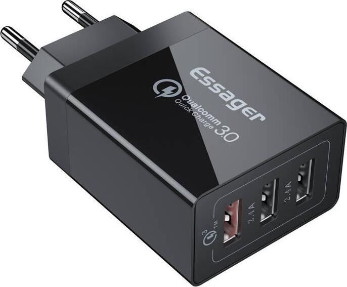 Image du produit Essager Wall charger ECTQC3-FBB01 3xUSB 30W (black) (30 W)