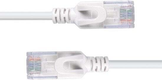 Actual product image Lindy 0.3m Cat.6A U/FTP Ultra Slim network cable, grey RJ45 plug, 500MHz, copper, 30AWG (U/FTP, CAT6a, 0.30 m)