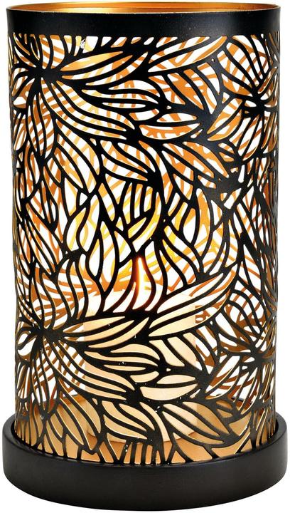 G. Wurm Photophore Décor floral 27 cm, métal/bois de manguier (2 x, 18 x 18 x 32 cm)