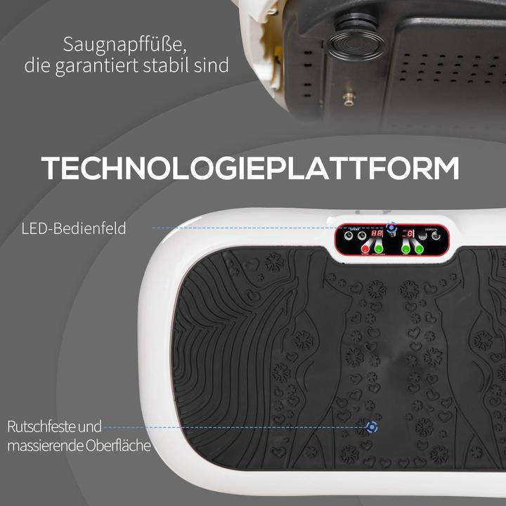 Image du produit Swisshandel24 Plaque vibrante avec 2 bandes de fitness 99 niveaux de vibration 120 kg de capacité de charge