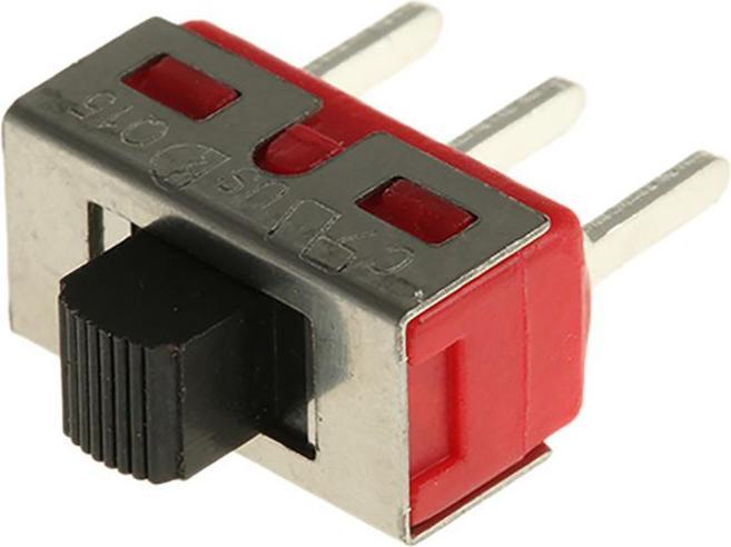 Actual product image Rs Pro Slide switch On-Off-On, 1-pole changeover contact PCB mounting 5 A at 28 V dc, solder connection