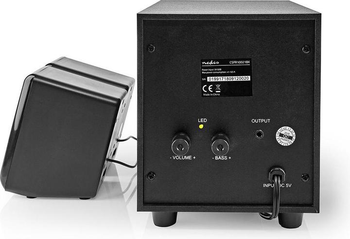 Immagine prodotto Nedis Altoparlante per PC - Alimentazione tramite USB - Subwoofer - Ingresso connessioni: 1x 3,5 mm - 2.1 (1 pz., 16 W)