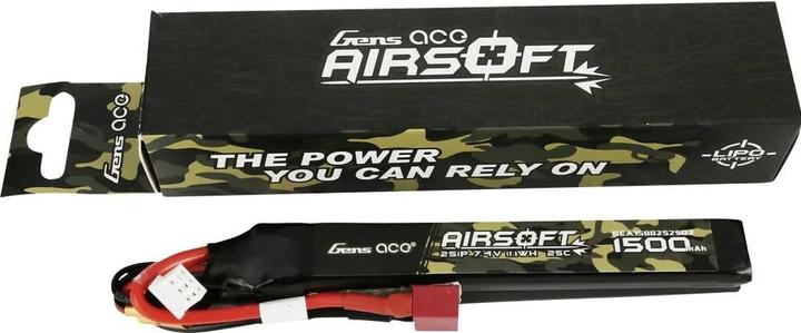 Actual product image Gens Ace 25C 1500mAh 2S1P 7.4V Nunchuck 2X Airsoft Gun Lipo Battery with T Plug (7.40 V, 1500 mAh)