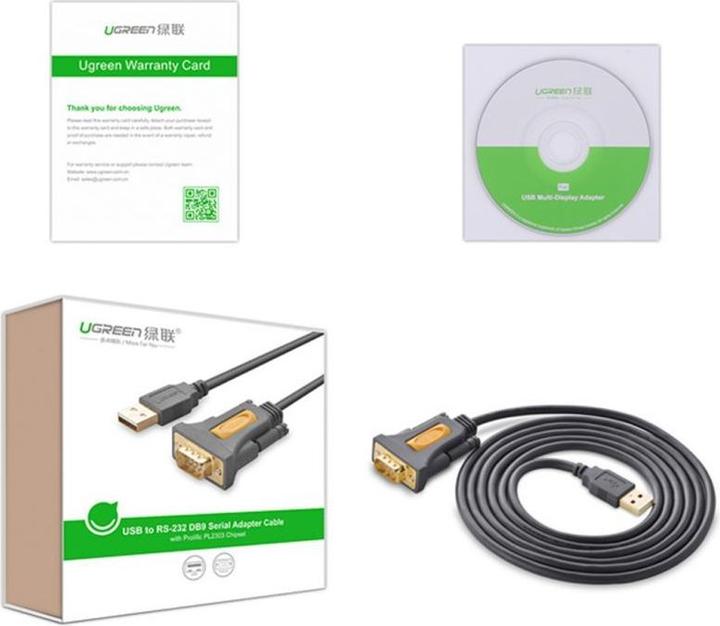Produktbild Ugreen Kabel USB do RS-232 CR104, 1.5m (black) (1.50 m)
