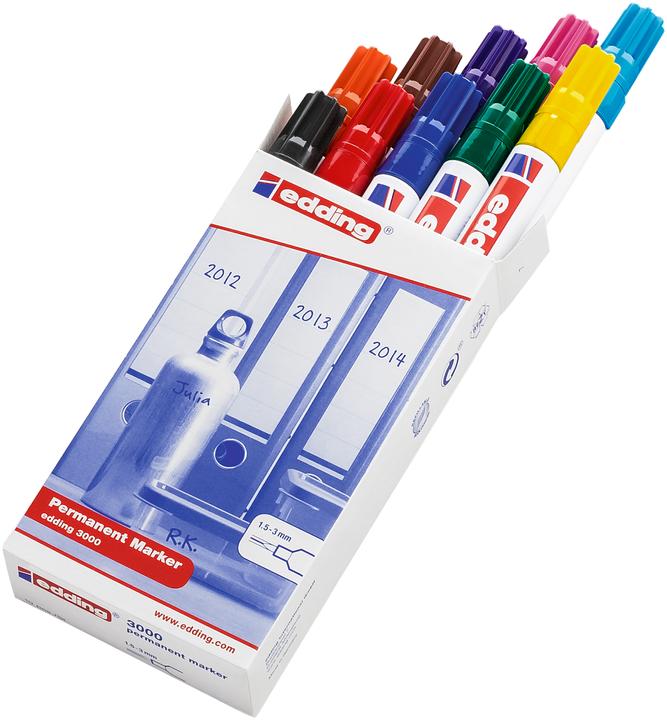 Produktbild Edding Permanent Marker 3000 (Mehrfarbig, 3 mm, 10 x)