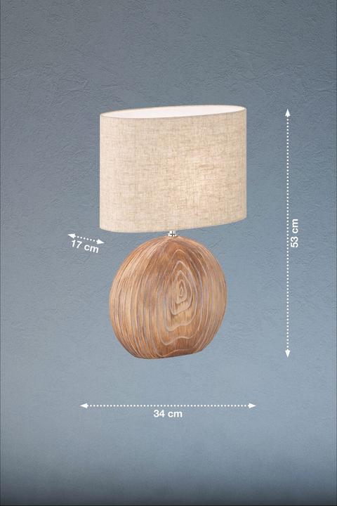 Produktbild Fischer & Honsel Honsel Tischleuchte Tobse - holzfarben/Stoffschirm Leinen sandfarben (50608) (E27)
