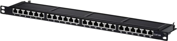 Image du produit Helos Panneau de brassage - montable sur rack - RJ-45 X 24 - gris, RAL 7035 - 0.5U - 48.3 cm (19)