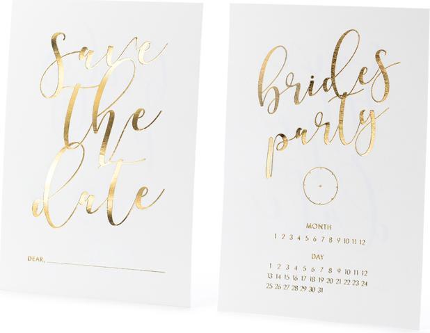Partydeco Invitations Save the date, white (1 pkt / 10 pc.)