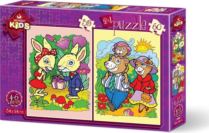 Image du produit Lamberth 2 puzzles - Les Lapins Crétins et la Famille Ours (35 pièces)