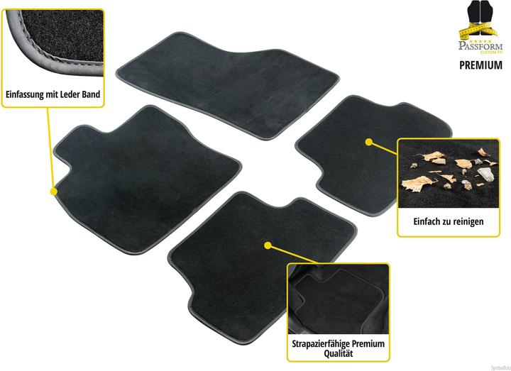 Produktbild Walser Premium Fussmatten für BMW 3er Limousine BJ 2005 - 01/2012, 3er Touring BJ 2005 - 08/2012 (2 Vordermatten + 2 Rückmatten)