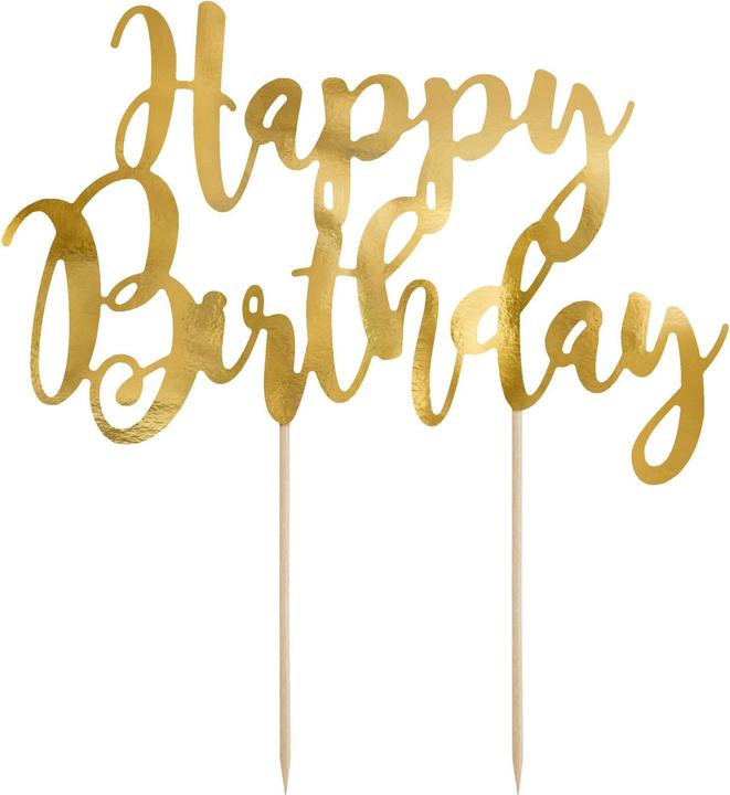 Partydeco Golden decoration for "Happy Birthday" cake
