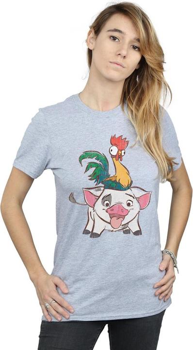 Actual product image Disney Womens/Ladies Moana Hei Hei And Pua Cotton Boyfriend T-Shirt (S)