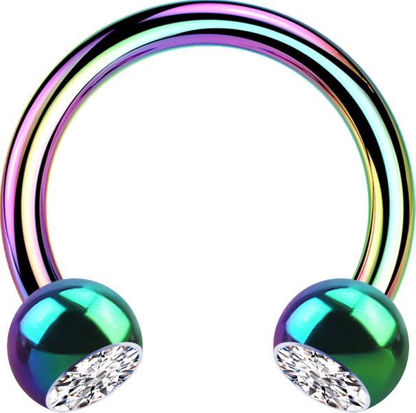 Produktbild Star Piercing Micro Circular Barbell farbig mit zwei Kugeln Kristall silber (Chirurgenstahl 316L, ohne Messing)