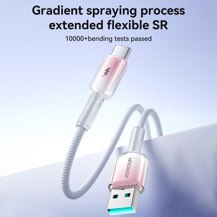 Actual product image Joyroom S-A42 Crystal Clear Series Fast Charging Data Cable USB-A to Type-C 3A 1.2m White (1.20 m)