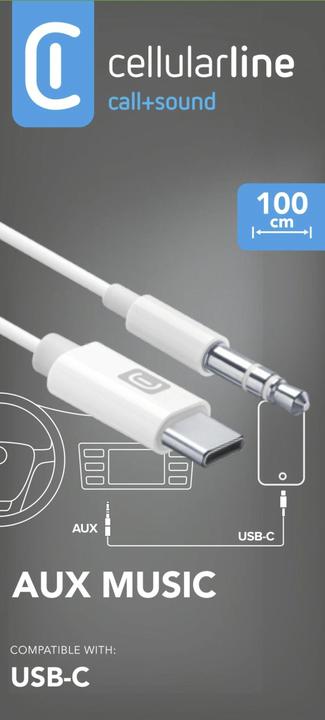 Produktbild Cellularline Audiokabel AUX 100cm USB C USB Type-C auf 3,5mm Klinke (1 m, 3.5mm Klinke (AUX))