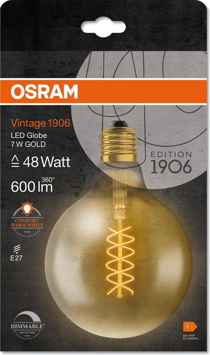 Actual product image Osram Vintage 1906 (E27, 4.80 W, 420 lm, 1 x, F)